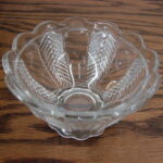 Vintage Clear Glass Imperial Pedestal Nut Dish Feather Pattern