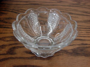 Vintage Clear Glass Imperial Pedestal Nut Dish Feather Pattern