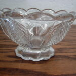Vintage Clear Glass Imperial Pedestal Nut Dish Feather Pattern - Image 2