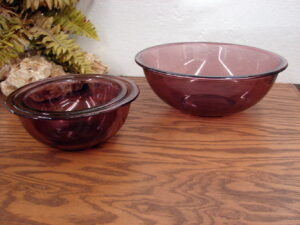Choice of Vintage PYREX Cranberry Glass Corning Visions Mixing Nesting Bowls