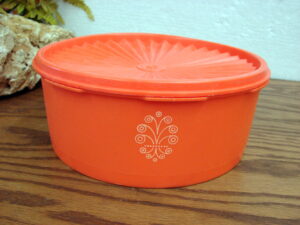 Vintage Tupperware Servalier Canister #1204 Large Orange