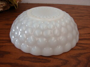 Vintage Anchor Hocking Milk Glass Bubble Serving Bowl 8"