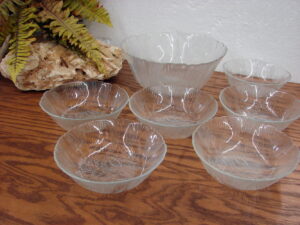 Clear Embossed Glass Arcoroc France Canterbury Crocus Dinnerware Lots, Moose-R-Us.Com Log Cabin Decor