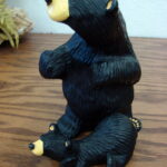 Retired Big Sky Carvers Bearfoots Bears Jeff Fleming Standing w/ Cub Holding Flag? - Image 2