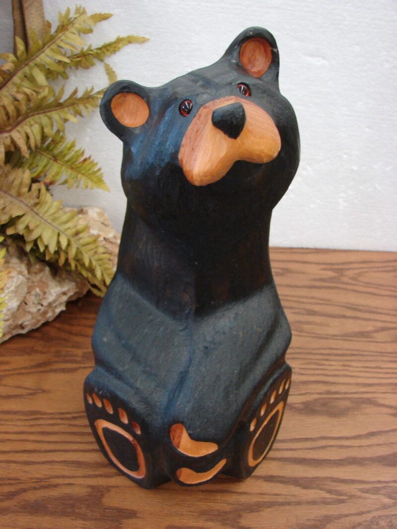 Big Sky Carvers Jeff Fleming Bearfoots Bear Pine Wood Carved Jeffrey, Moose-R-Us.Com Log Cabin Decor