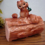 Vintage Brush McCoy Pottery Cookie Jar Squirrel on Log with Nut