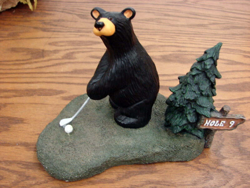 Retired Big Sky Carvers Bearfoots Bears Jeff Fleming Duffy 9th Hole Golfer, Moose-R-Us.Com Log Cabin Decor