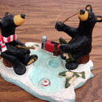 Retired Big Sky Carvers Bearfoots Bears Jeff Fleming Ice Fishing Pair Bear