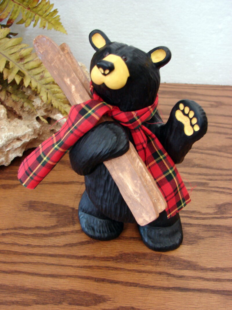 Retired Big Sky Carvers Bearfoots Bears Jeff Fleming Al Pine Skier, Moose-R-Us.Com Log Cabin Decor