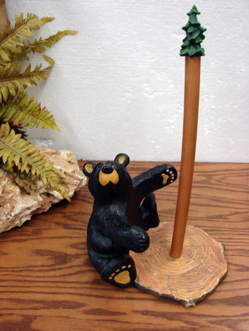 Used Big Sky Carvers Jeff Fleming Bearfoots Bear Brawnie Bruin Paper Towel Holder, Moose-R-Us.Com Log Cabin Decor