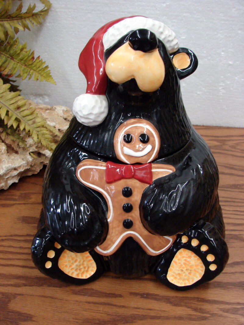Big Sky Carvers Jeff Fleming Bearfoots Bear Gingerbread Man Cookie Jar, Moose-R-Us.Com Antiques Collectibles Log Cabin Decor