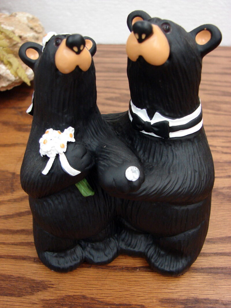 Used Big Sky Carvers Bearfoots Bears Jeff Fleming Wedding Couple, Moose-R-Us.Com Antiques Collectibles Log Cabin Decor