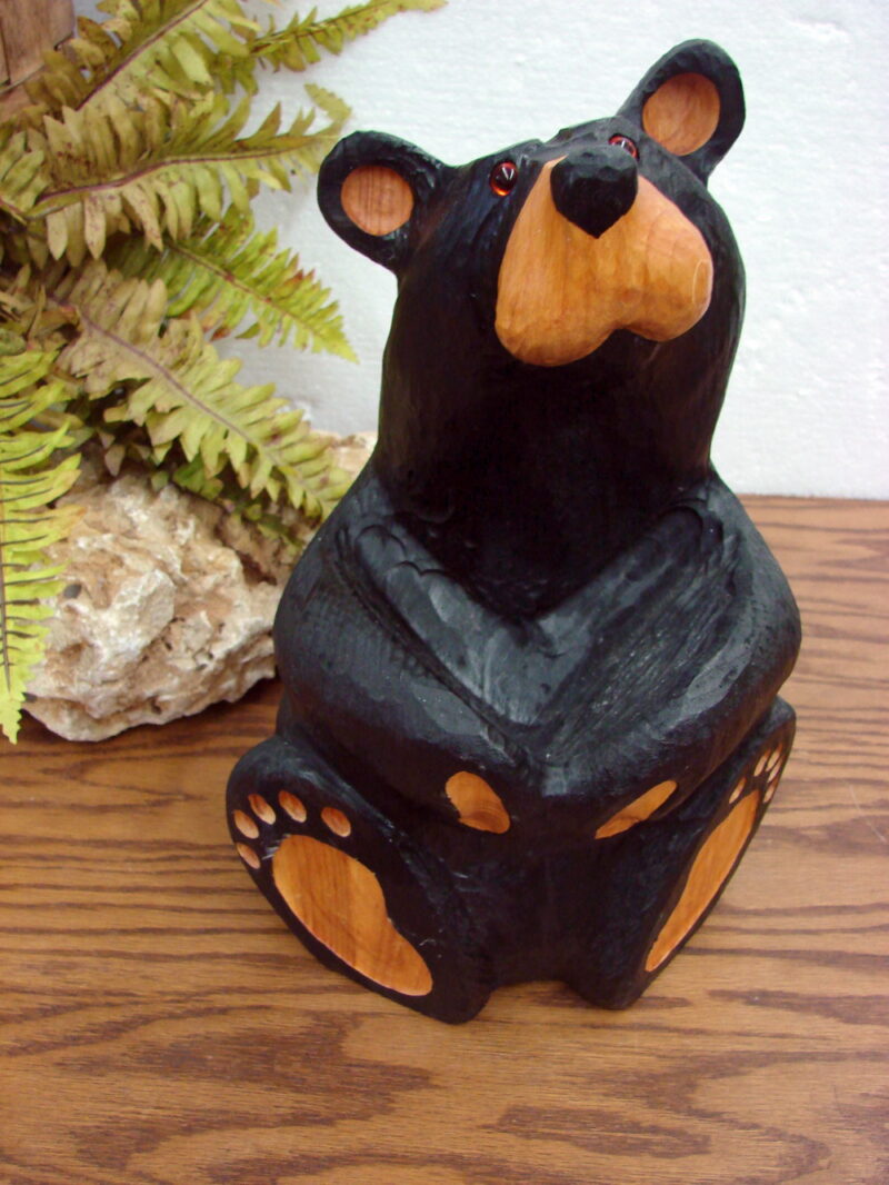 Big Sky Carvers Jeff Fleming Bearfoots Bear Wood Carved Bear w/ Bowl, Moose-R-Us.Com Antiques Collectibles Log Cabin Decor