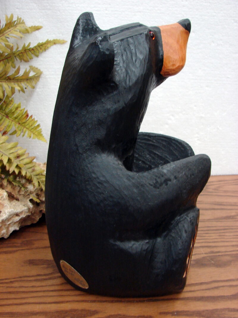 Big Sky Carvers Jeff Fleming Bearfoots Bear Wood Carved Bear w/ Bowl, Moose-R-Us.Com Antiques Collectibles Log Cabin Decor