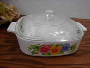 Vintage Corning Ware Corelle Summer Blush 1 Liter Casserole w/ PYREX Lid