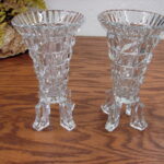 Vintage Pair of Bohemian Glass Czech Skio Union Libochovice Rocket Vases