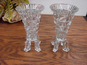 Vintage Bohemian Glass Czech Veritable Cristallin Large Yellow Tulip Vase w/ Label, Moose-R-Us.Com Log Cabin Decor