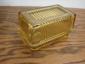 Vintage Amber Federal Glass Company 1 Pound Butter Dish & Lid HTF