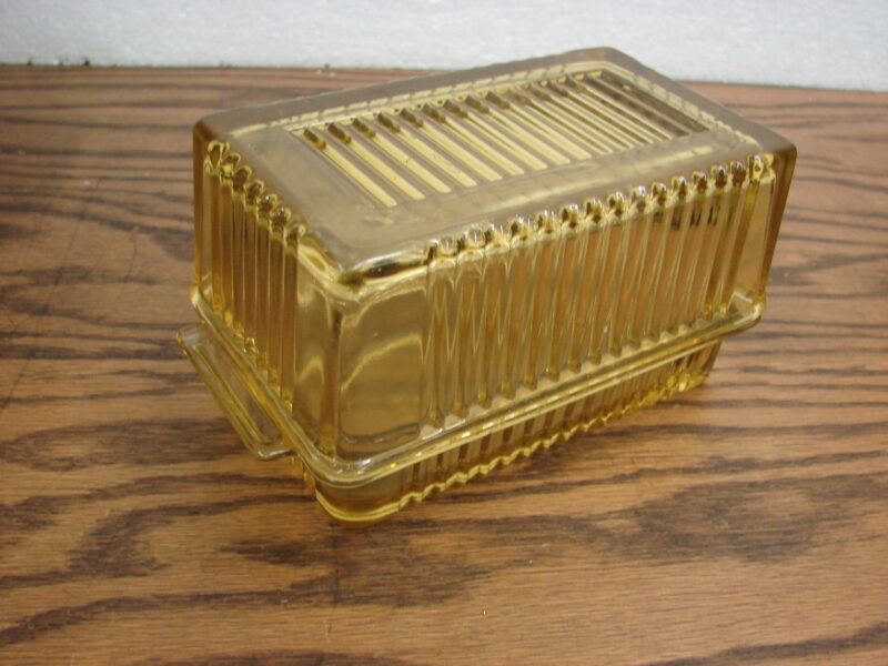 Vintage Amber Federal Glass Company 1 Pound Butter Dish &#038; Lid HTF, Moose-R-Us.Com Log Cabin Decor