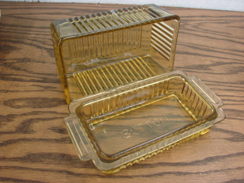 Vintage Amber Federal Glass Company 1 Pound Butter Dish &#038; Lid HTF, Moose-R-Us.Com Log Cabin Decor