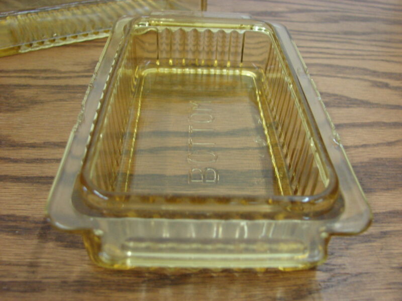 Vintage Amber Federal Glass Company 1 Pound Butter Dish &#038; Lid HTF, Moose-R-Us.Com Log Cabin Decor