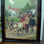 Vintage Frame New Print of Victorian Children with Goat Cart
