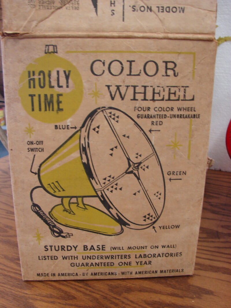 Vintage Rotating Motorized Color Wheel Holly Time w/ Original Box, Moose-R-Us.Com Log Cabin Decor