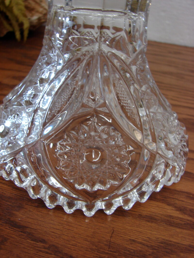 Vintage 2 pc Clear Glass Imperial Pedestal Punch Bowl Star Diamond Sawtooth, Moose-R-Us.Com Antiques Collectibles Log Cabin Decor