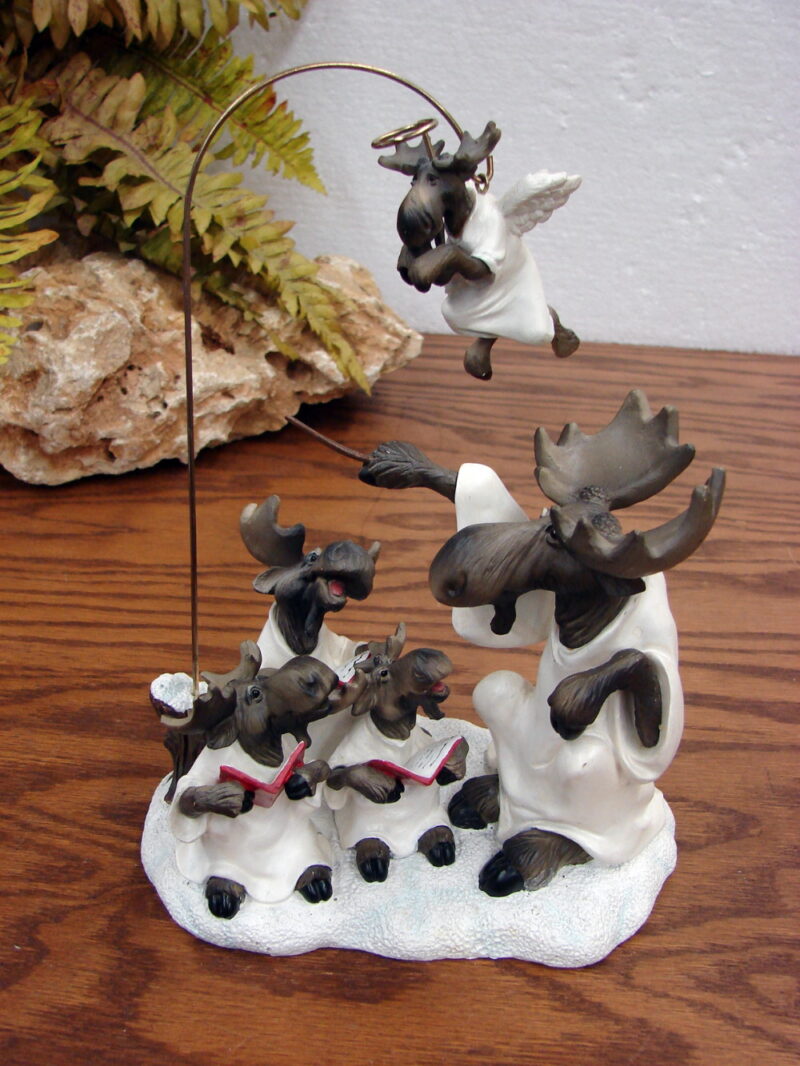 Retired Big Sky Carvers Mountain Mooses Phyllis Driscoll Moose Christmas Choir, Moose-R-Us.Com Log Cabin Decor
