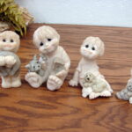 Set/4 Retired Second Nature Design Quarry Kids with Critters Puppy Dog Cat