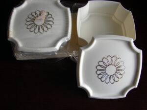 Vintage Retro 1970's Plastic Vanity Covered Plastic Containers Set/4 Brand New