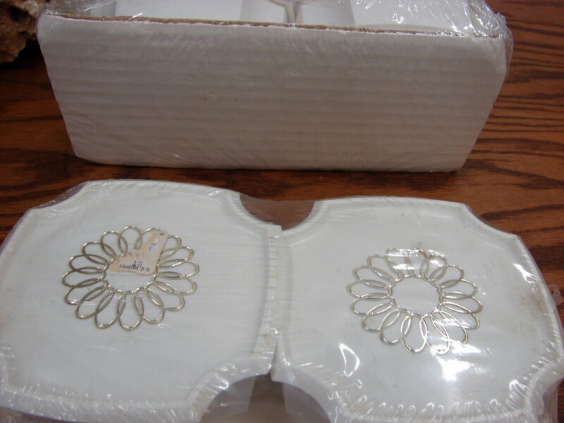 Vintage Retro 1970&#8217;s Plastic Vanity Covered Plastic Containers Set/4 Brand New, Moose-R-Us.Com Antiques Collectibles Log Cabin Decor