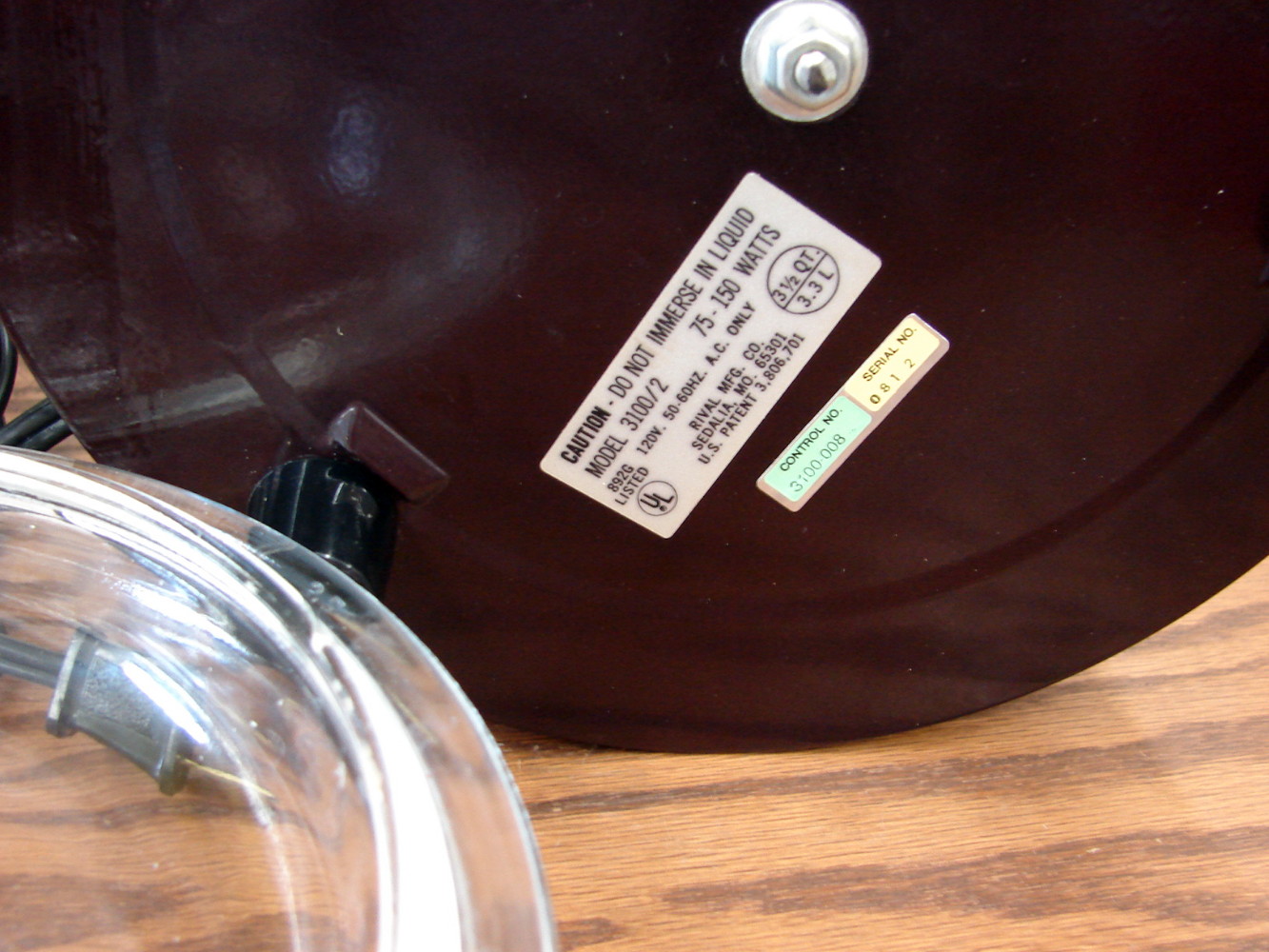 Vintage Rival Crock Pot #3100 Tan Design Retro 3.5 Qt Slow Cooker Stoneware Glass Lid Clean Tested Working - Image 2