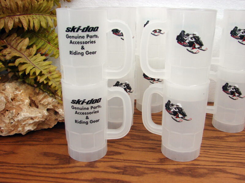 14 Promotional Advertising Ski-Doo Snowmobile Plastic Disposable Beer Mugs, Moose-R-Us.Com Antiques Collectibles Log Cabin Decor