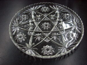 Vintage Anchor Hocking Star of David Clear Glass LARGE Serving Tray Platter 13”