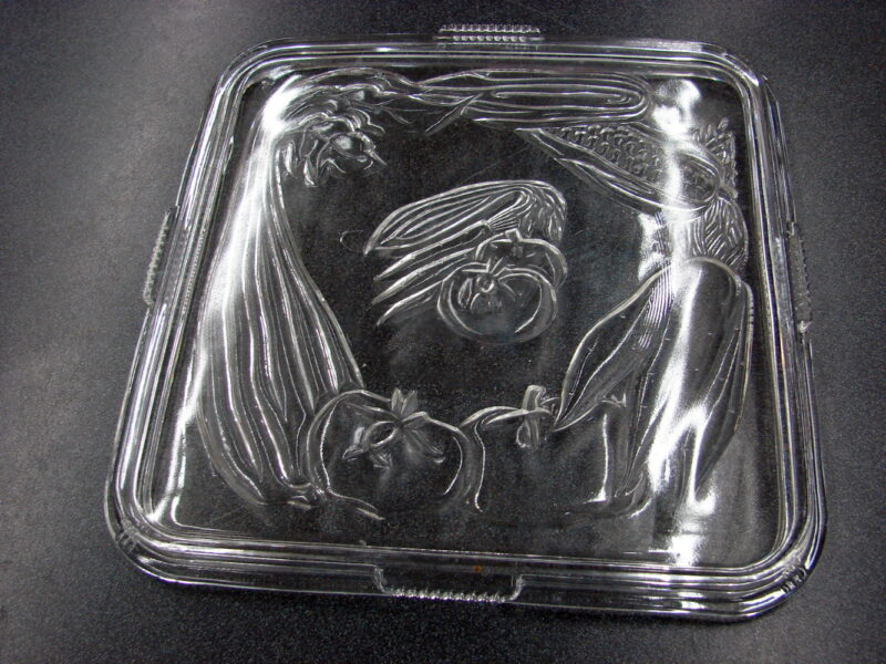 Vintage Federal Glass 8 1/2 Square Vegetable Refrigerator Dish Lid Only, Moose-R-Us.Com Log Cabin Decor