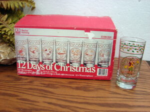Vintage Anchor Hocking Complete Set 12 Days of Christmas Glasses NIB