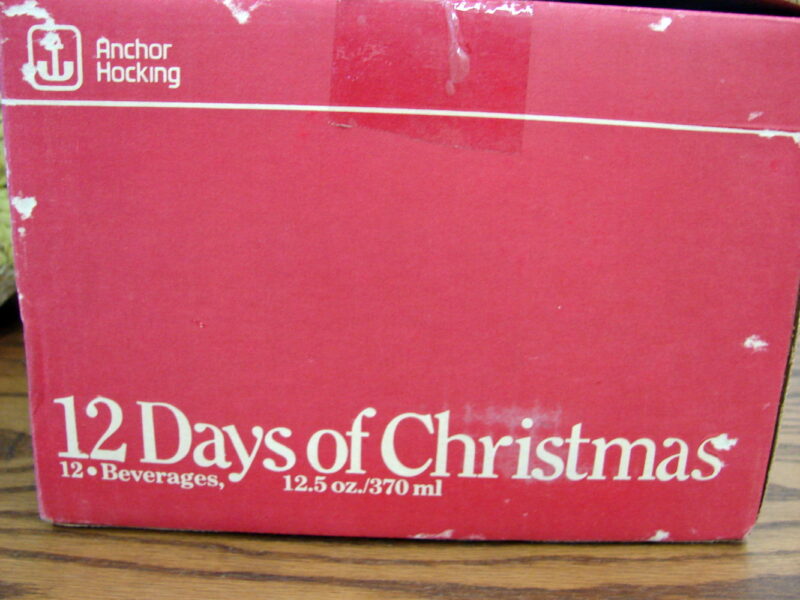 Vintage Anchor Hocking Complete Set 12 Days of Christmas Glasses NIB, Moose-R-Us.Com Antiques Collectibles Log Cabin Decor