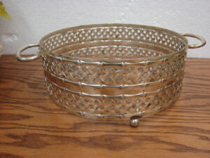 Silver Plated Tone Casserole Dish Holder Carrier Round Oval