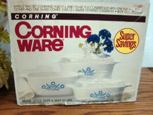Brand New Corning Ware Blue Cornflower 6 pc Trio Original Box and Receipt