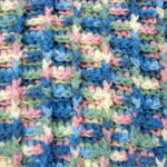 Crocheted Baby Blanket Pink Blue Green White Loop Gorgeous