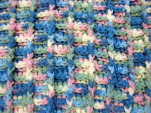 Crocheted Baby Blanket Pink Blue Green White Loop Gorgeous