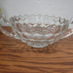 Vintage Cubist Fostoria American Clear Cubist Round Display Bowl Large Handles