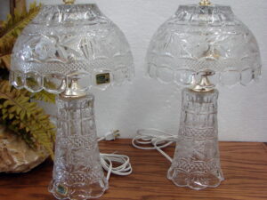 Set/2 Vintage Hand Cut Lead Crystal Lausitzer Glas Boudoir Lamps German Democratic Republic