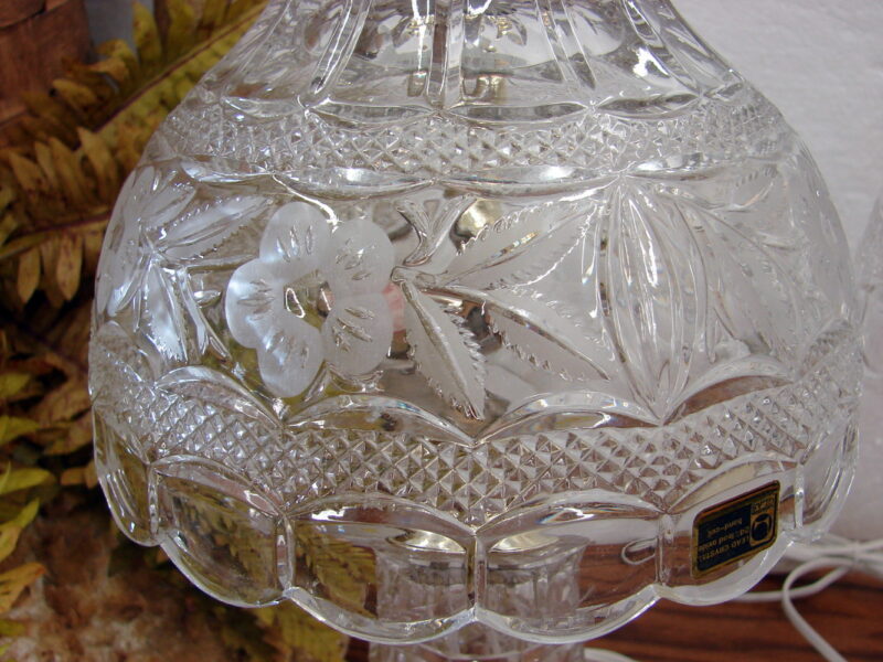Set/2 Vintage Hand Cut Lead Crystal Lausitzer Glas Boudoir Lamps German Democratic Republic, Moose-R-Us.Com Log Cabin Decor
