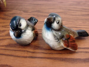 Pair of Vintage Goebel W. Germany Bird Figurine Blue Throat Sparrow