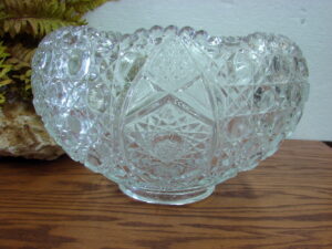 Set/12 Vintage LE Smith Glass Pinwheel Star Slewed Horseshoe Punch Bowl Cups Only, Moose-R-Us.Com Log Cabin Decor