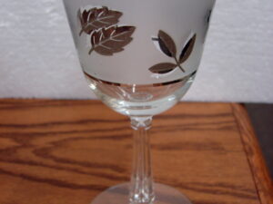 Set/12 Wine Glass 5 3/4" MCM Vintage Libbey Silver Leaf Frosted Barware Foliage