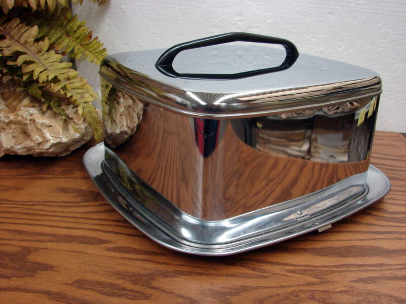 Vintage Lincoln BeautyWare Chrome Stainless Cake Carrier MCM Square, Moose-R-Us.Com Log Cabin Decor