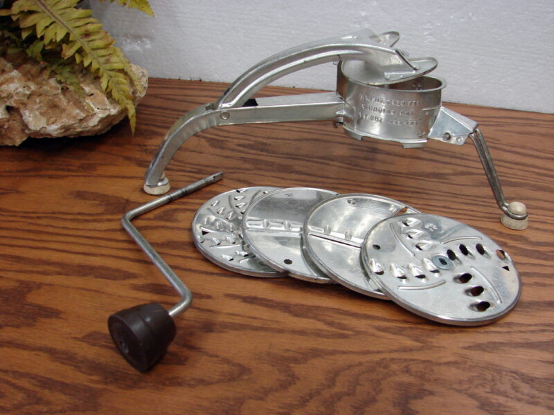 Vintage Mouli-Julienne Salad Maker Complete 4 Disc Set Brown Handle, Moose-R-Us.Com Log Cabin Decor